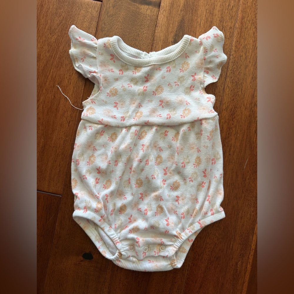 Chick Pea White and Pink Baby Romper